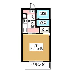 グリーンハイツ大安 1Kの間取図画像