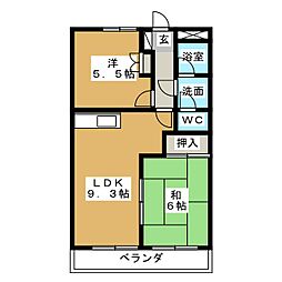 グランドパレス松井 2階2LDKの間取り