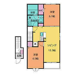 ショー・T 2階2LDKの間取り