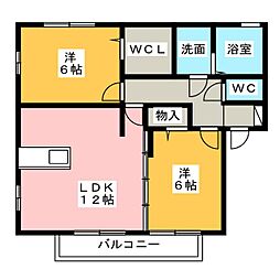 アメニティ陽だまり1 2LDKの間取図画像