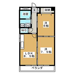 シャトレ桑名 2LDKの間取図画像