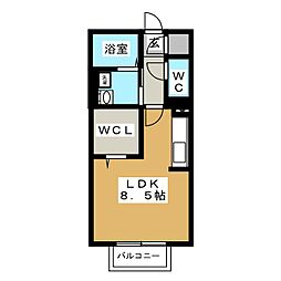 エクセルームK-3 ワンルームの間取図画像