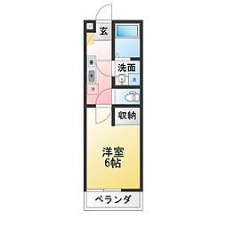 ロクハウス東方 1Kの間取図画像