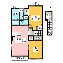 ベルメゾン・K 2LDKの間取図画像