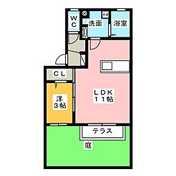 リーブル 1LDKの間取図画像