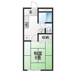 薫風ハイツ 1Kの間取図画像