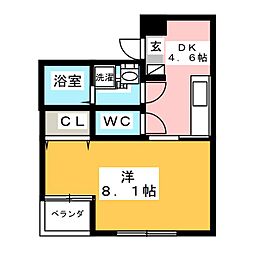スプルース 1DKの間取図画像