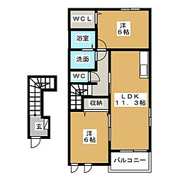 カーザ・エスペランサB 2LDKの間取図画像