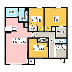 カーザセレニータA 3LDKの間取図画像