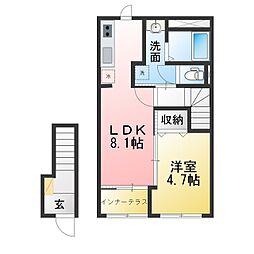 ベルクレイン 1LDKの間取図画像