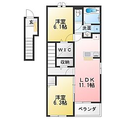 グレース B 2LDKの間取図画像