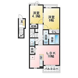 ラウレアK,S 2LDKの間取図画像