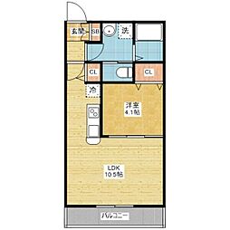 エステート桑名 1LDKの間取図画像