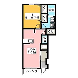 フォレストヒルA 1LDKの間取図画像