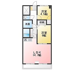 ウェスト・ソシア 2LDKの間取図画像