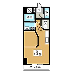 大安ヒルズ ワンルームの間取図画像