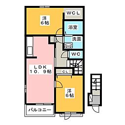 アルヴィータJ 2LDKの間取図画像