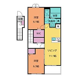リバーサイドベース 2LDKの間取図画像