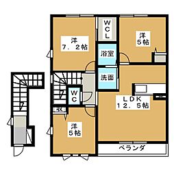 クレスト2 3LDKの間取図画像