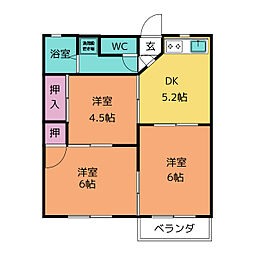 メゾンブローニュ　1 1階3DKの間取り