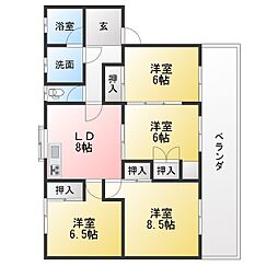 第2シャトーナツヤマ 4LDKの間取図画像