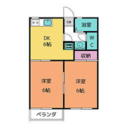 メゾンブローニュ　3 2階2DKの間取り