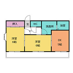 パレスコート 2DKの間取図画像