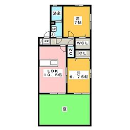 ハウスコートアケノ 1階2LDKの間取り