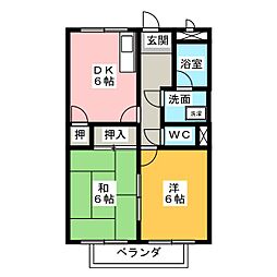 サープラス  ウエカワ  Ａ 2階2DKの間取り