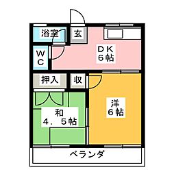 ひろみ荘 2DKの間取図画像
