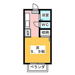 ダンケタカミヤ2 ワンルームの間取図画像