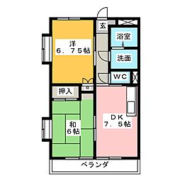 アイリス 1階2DKの間取り