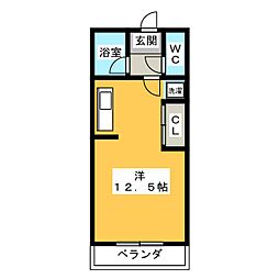コンフォース 1階ワンルームの間取り