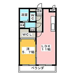 アルタイル 1LDKの間取図画像