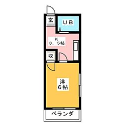 ドリームハイツ 1Kの間取図画像