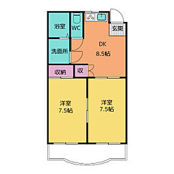 マンション山崎2 2DKの間取図画像