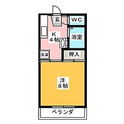ヴィラレジリエンス 1Kの間取図画像