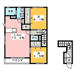 カーサフェリーチェA 2LDKの間取図画像