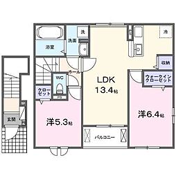 ヒカルサ伊勢小俣I 2LDKの間取図画像