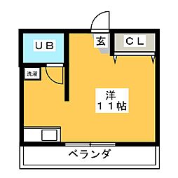 スペースハイツ3 ワンルームの間取図画像