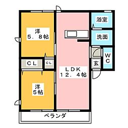 NorthVillage 2LDKの間取図画像
