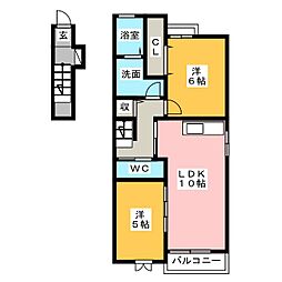 ラゲットモンターニャB 2LDKの間取図画像