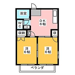 サニーコート玉城 2DKの間取図画像
