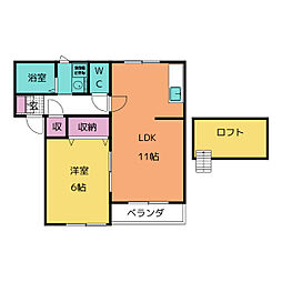 たまき苑F 1LDKの間取図画像