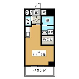 フラワーパーク 1階ワンルームの間取り