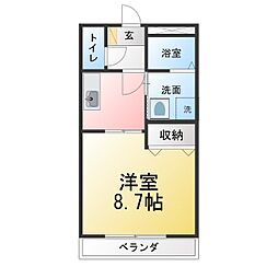 カーサフーピテル 1Kの間取図画像