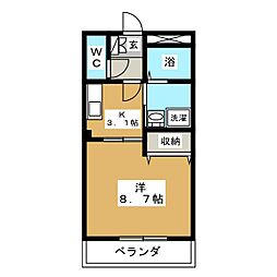 カーサフーピテル 1Kの間取図画像