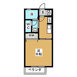 セジュール亀山 1Kの間取図画像