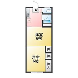 メゾン富士 2Kの間取図画像
