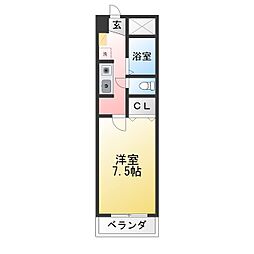 ホワイトリバー202 1Kの間取図画像